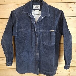 Vintage Wash & Wear Leather Suede Button Up Overshirt Jacket Shirt Coat